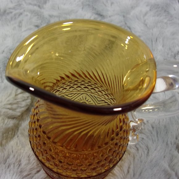 COPY - H-78 VINTAGE PILGRIM GLASS AMBER CREAMER PITCHER  DIAMOND EMBOSSED - Picture 2 of 8